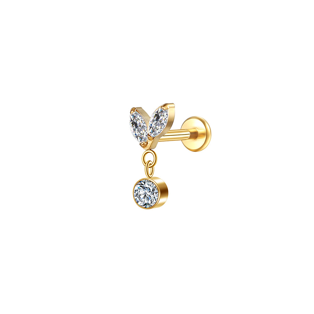 Internally Threaded CZ Lip Labret Stud Wholesale