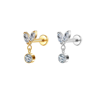 Internally Threaded CZ Lip Labret Stud Wholesale