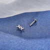 Double Crescent Moon CZ Lip Stud – 16G Internally Threaded Labret Piercing