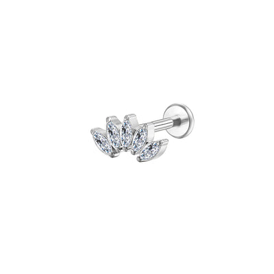 Titanium Five Marquise CZ Lip Stud Hypoallergenic 16G Labret Jewelry
