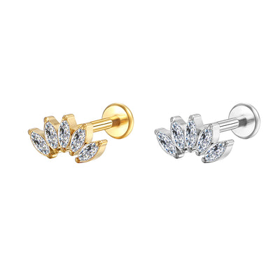 Titanium Five Marquise CZ Lip Stud Hypoallergenic 16G Labret Jewelry