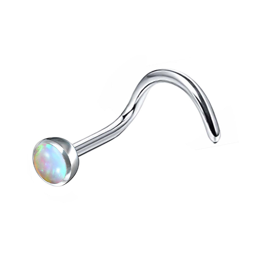 Internally Threaded Titanium Nose Piercing – Bezel Gem Set