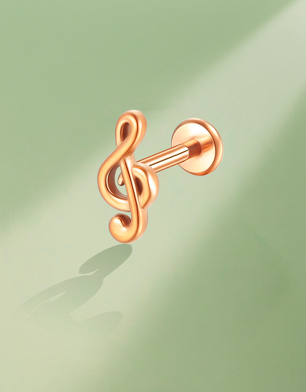 14K Solid Gold Music Note Stud Earring Hypoallergenic Minimalist Jewelry
