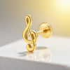 14K Solid Gold Music Note Stud Earring Hypoallergenic Minimalist Jewelry