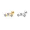 Square Bezel Round CZ Lip Stud 16G Internally Threaded Labret Piercing