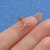 Square Bezel Round CZ Lip Stud 16G Internally Threaded Labret Piercing