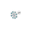 14K Gold Sunflower Labret Stud with Blue CZ – Internally Threaded Lip Piercing Jewelry