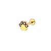 14K Gold Cat Paw Labret Stud with 4 CZ Stones – Internally Threaded Lip Piercing Jewelry