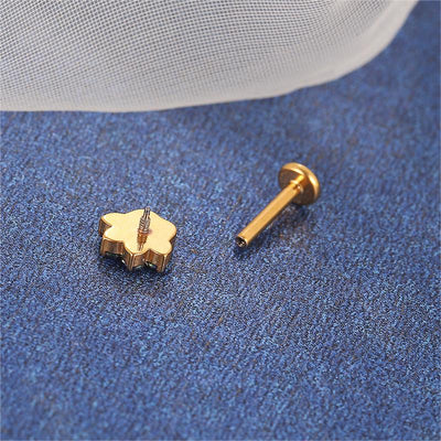 Four CZ Paw Print Lip Stud 16G Internally Threaded Cat Claw Labret Piercing