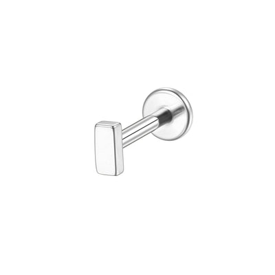 Minimalist Flat Rectangle Lip Stud 16G Internally Threaded Labret Piercing