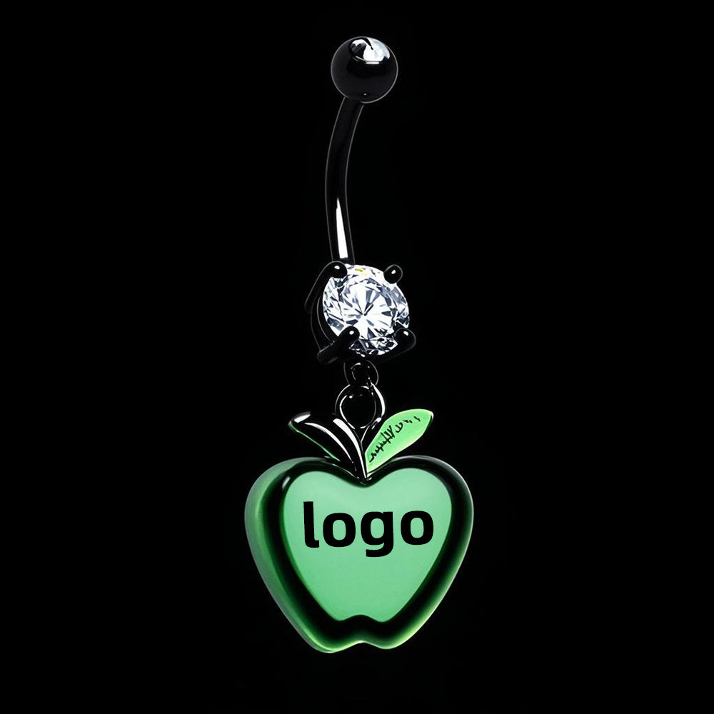 F136 Titanium Personalized Logo Belly Ring with Glow Effect