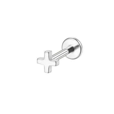 14K Solid Gold Cross Piercing Stud Minimalist Cartilage/Helix Earring