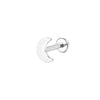 14K Gold Minimalist Flat Moon Labret Stud – Internally Threaded Lip Piercing Jewelry