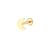 14K Gold Minimalist Flat Moon Labret Stud – Internally Threaded Lip Piercing Jewelry