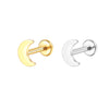 14K Gold Minimalist Flat Moon Labret Stud – Internally Threaded Lip Piercing Jewelry