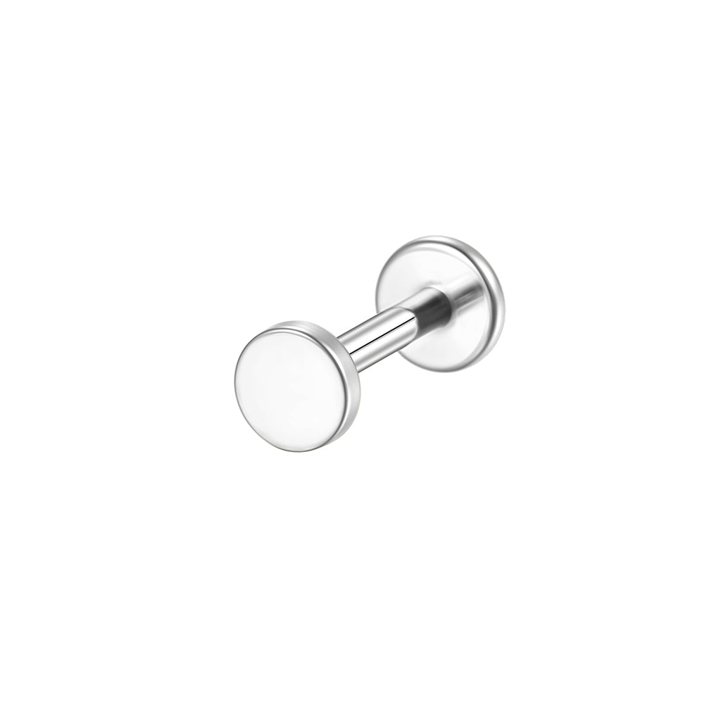 14K Gold Minimalist Flat Disc Labret Stud – Internally Threaded Lip Piercing Jewelry