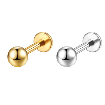 14K Gold Internal Thread Lip Stud｜3D Convex Ball Labret Piercing Jewelry