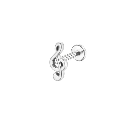 14K Solid Gold Music Note Stud Earring Hypoallergenic Minimalist Jewelry