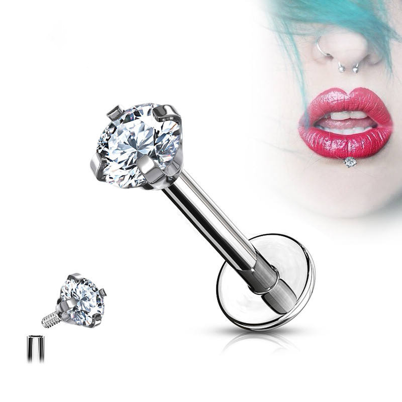 Titianium CZ Pronged Set Labret
