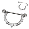 CZ Dangle Nipple Ring – ASTM F136 Titanium Barbell Piercing Jewelry