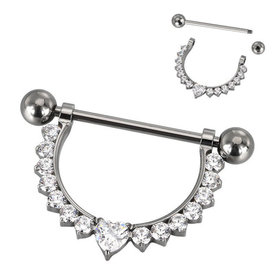 CZ Dangle Nipple Ring – ASTM F136 Titanium Barbell Piercing Jewelry