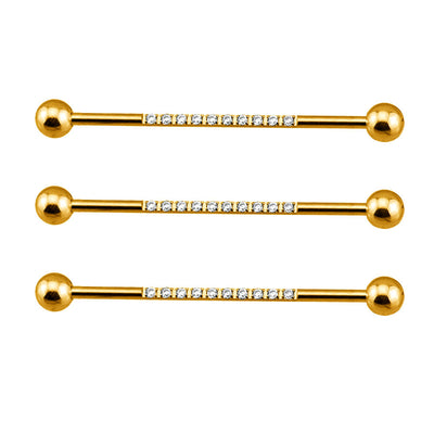 Internally Threaded Industrial Barbell – CZ Pave on Pole