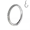 Titanium CZ Stone Hinged Clicker Hoop