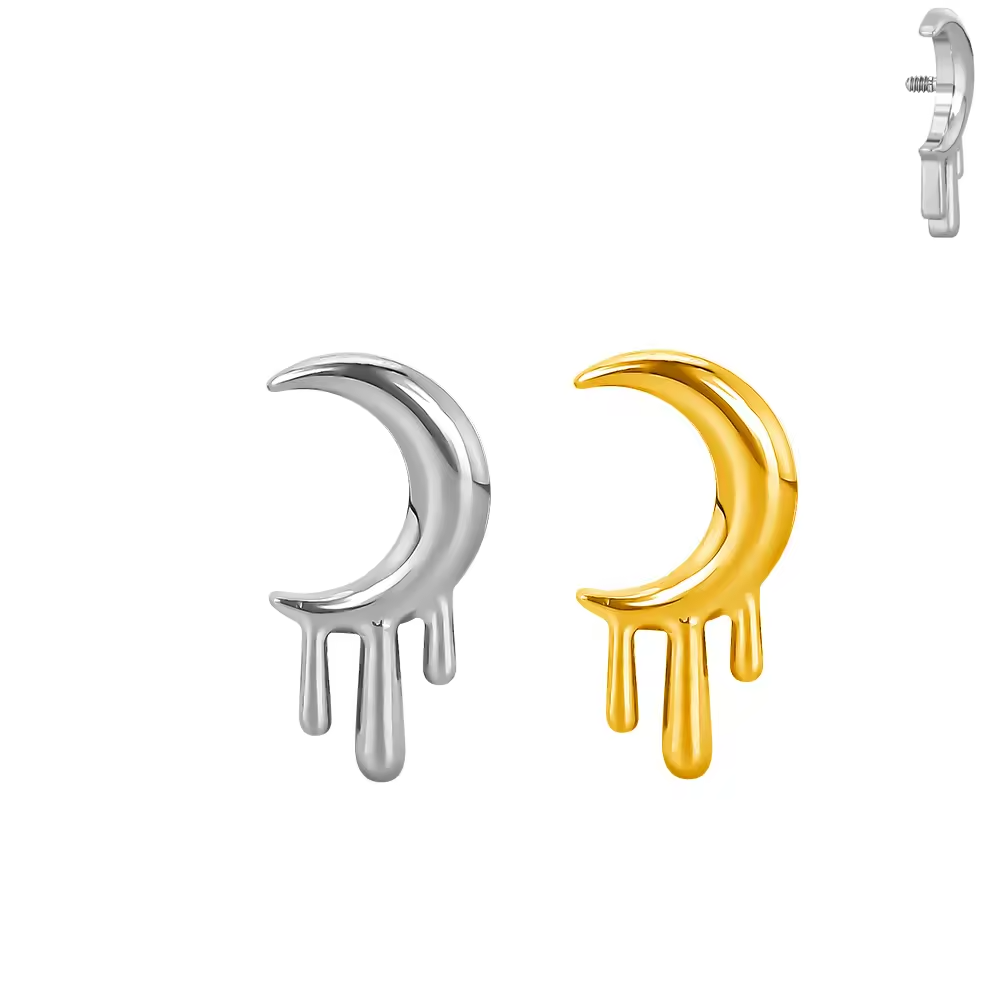 Titanium Blood Moon Internally Threaded Labret Top – G23 Body Piercing Jewelry