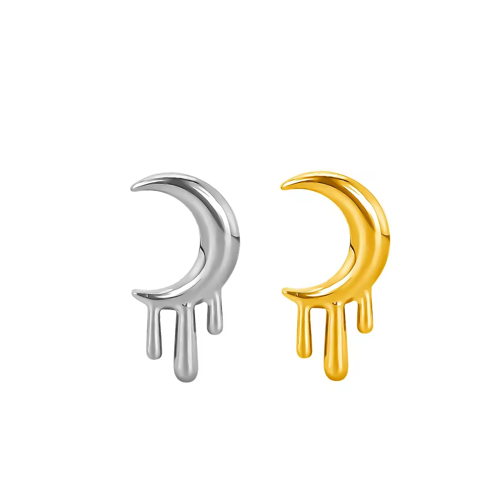 Titanium Blood Moon Internally Threaded Labret Top – G23 Body Piercing Jewelry