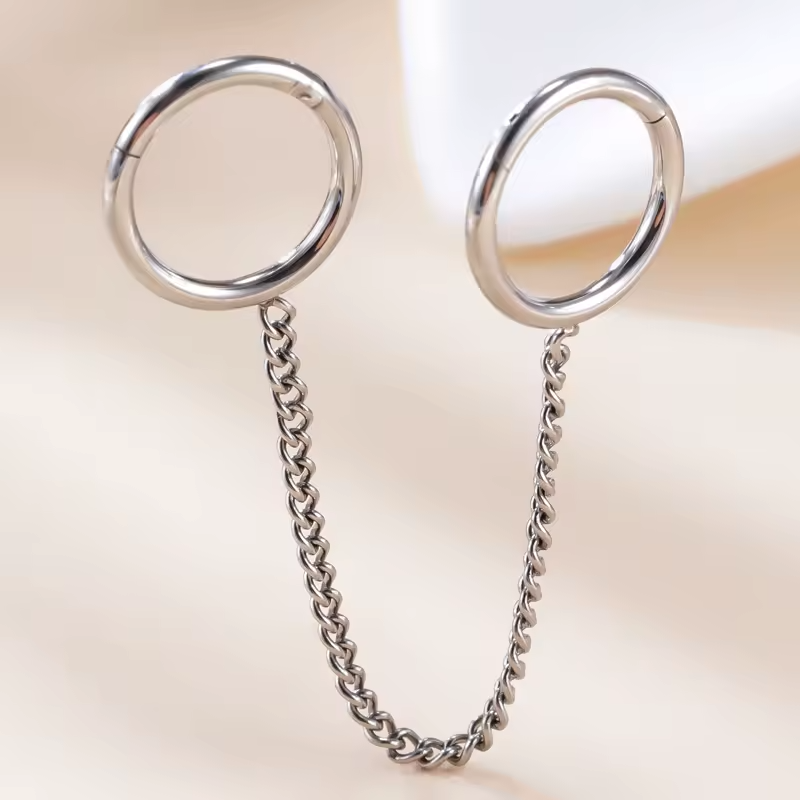 316L Stainless Steel Hoop Circle Rings with Zircon – Nose, Earring & Nipple Body Jewelry Set