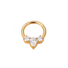316L Stainless Steel Helix Earring with 2 CZ and Tear CZ Center Blaze Set Segment Hoop Ring