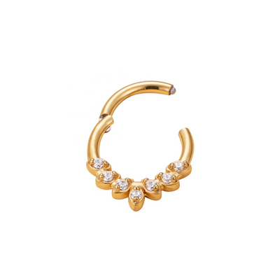 316L Surgical Steel Oval Segment Ring – 5 CZ Blaze Set Helix Earring