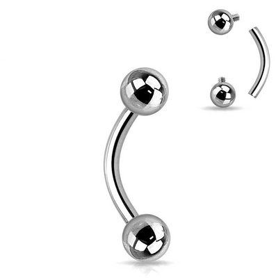 Curved Barbell with Ball Ends–Eyebrow Piercing Jewelry
