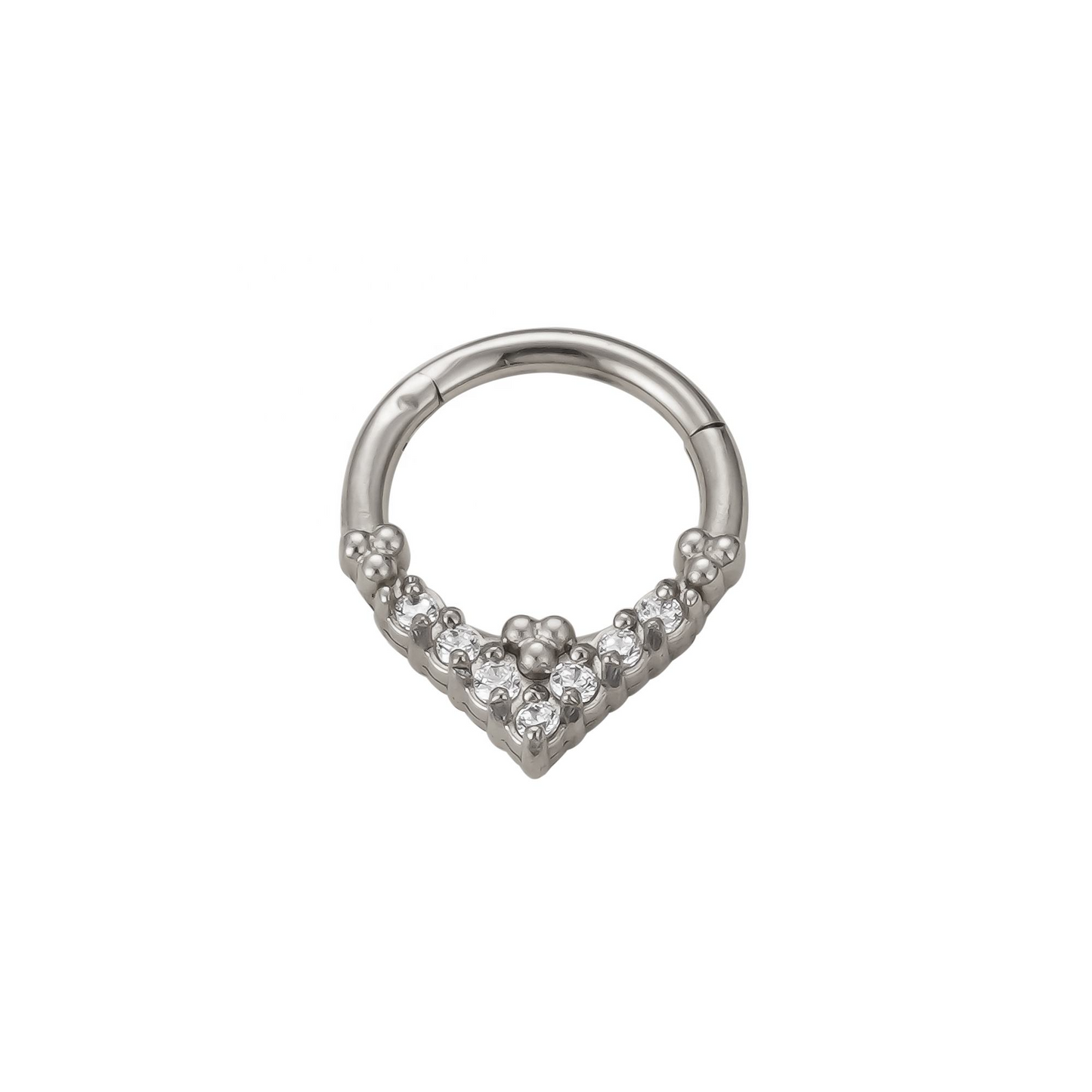 316L Stainless Steel 7 CZ Blaze Set With Clustered Tribal Beads Around Segment Ring