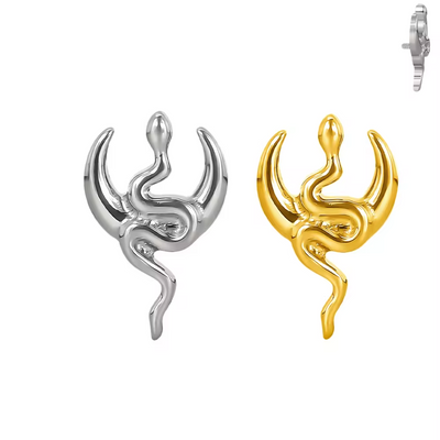 Labret Titanium Piercing Jewelry Snake and Moon Internally Threaded Helix Earring Labret Top