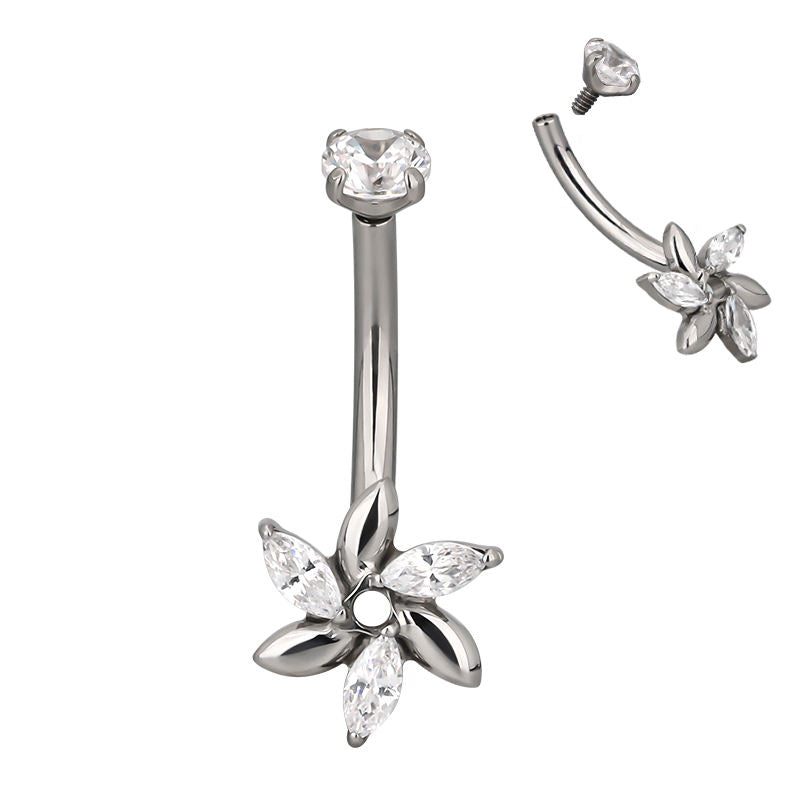 F136 Titanium CZ Curved Eyebrow Ring – Internally Threaded Piercing Jewelry