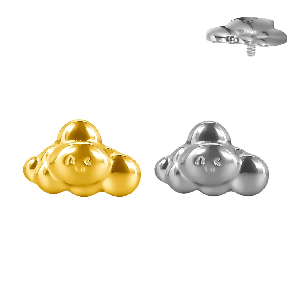 Titanium Smiling Cloud Labret Top – Internally Threaded Piercing Jewelry for Lip,Helix & Tragus