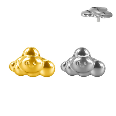 Titanium Smiling Cloud Labret Top – Internally Threaded Piercing Jewelry for Lip,Helix & Tragus