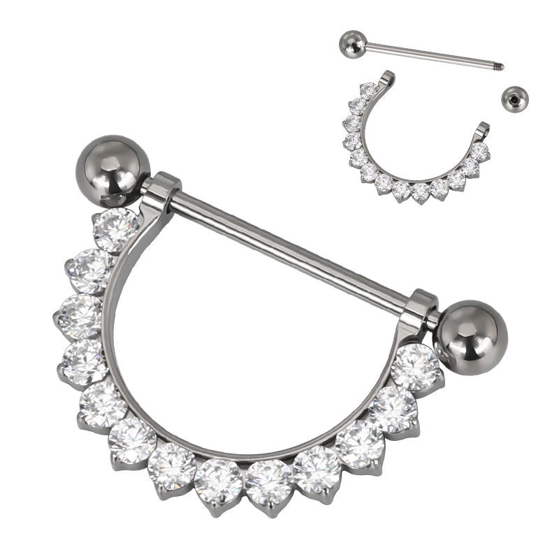 Titanium CZ Paved Linked Dangle