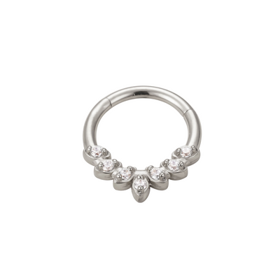 316L Stainless Steel Helix Earring – Oval Segment Ring with 5 CZ Blaze Set Stones