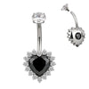 Heart CZ Flower Belly Button Ring – Sexy Sparkly Navel Piercing Jewelry