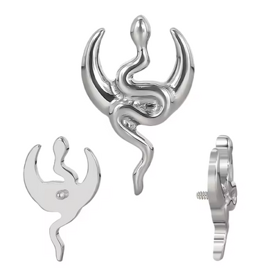 Labret Titanium Piercing Jewelry Snake and Moon Internally Threaded Helix Earring Labret Top