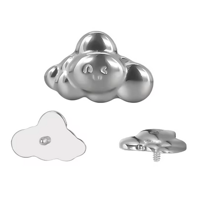 Titanium Smiling Cloud Labret Top – Internally Threaded Piercing Jewelry for Lip,Helix & Tragus