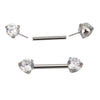 Threadless Titanium Nipple Barbell–Prong Set CZ Ends | Push-In Style Body Piercing Jewelry
