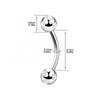 316L Stainless Steel Eyebrow Piercing – Gem Curved Barbell Banana Ring