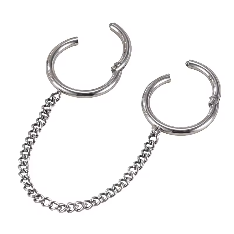 316L Stainless Steel Hoop Circle Rings with Zircon – Nose, Earring & Nipple Body Jewelry Set