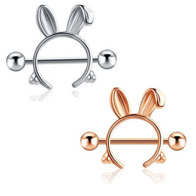 Cute Rabbit Ear-Shaped Nipple Stud – Hypoallergenic Body Jewelry