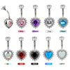 Heart CZ Flower Belly Button Ring – Sexy Sparkly Navel Piercing Jewelry