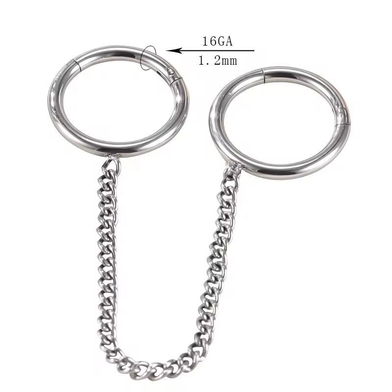 316L Stainless Steel Hoop Circle Rings with Zircon – Nose, Earring & Nipple Body Jewelry Set