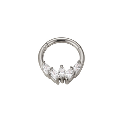 316L Stainless Steel Helix Earring | 5 Marquise CZ Blaze Segment Ring | Cartilage Piercing Jewelry